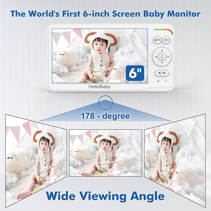 HelloBaby Baby Monitor 6" World First IPS Screen 30H Battery, Secure No WiFi - Image 4