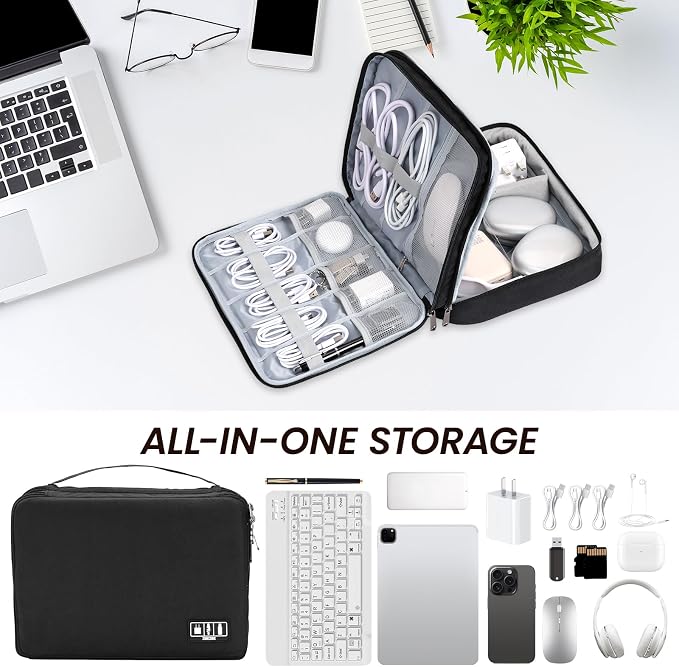Large Electronic Organizer Travel Case, Double Layer Tech Accessories Bag - Image 6