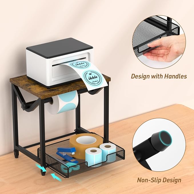 ikkle Label Holder for Rolls and Fanfold Labels, Wooden Thermal Label Holder - Image 4