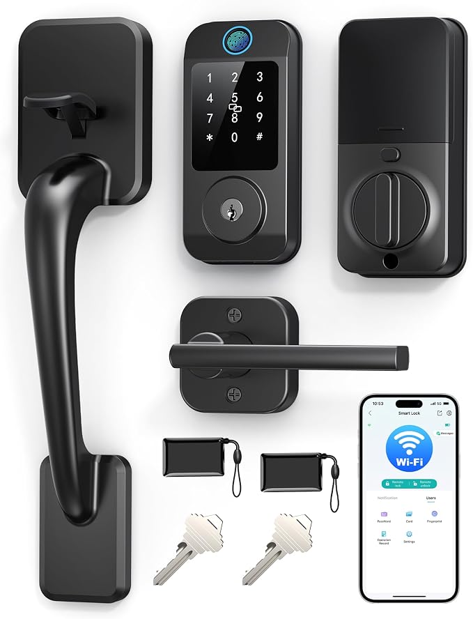 Wi-Fi Smart Front Door Lock Set, Keyless Entry Deadbolt Handle Set Built-in by Unknown