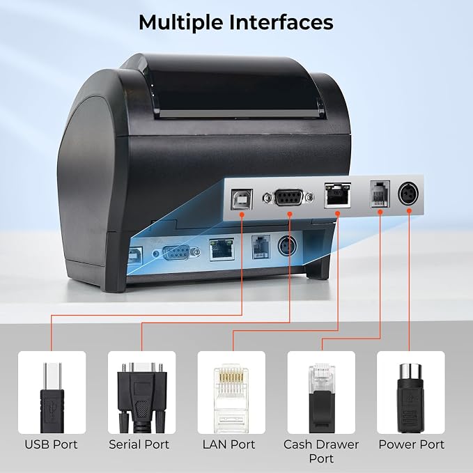 MUNBYN Bluetooth Thermal Receipt Printer P047, 80mm POS Printer, Thermal Printer - Image 5