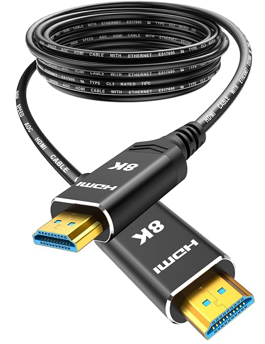 Highwings 50 ft/15.24M HDMI Cable Fiber Optic 8K & 4K, in-Wall CL3 Rated Long by Highwings