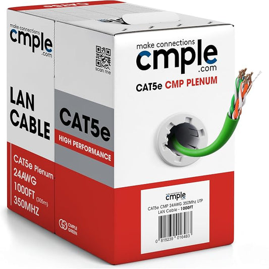 Cmple - Cat5e Plenum Cable 1000ft, 350MHz Gigabit Ethernet Solid Network by Cmple