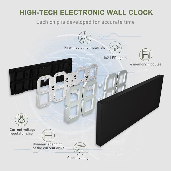 CHKOSDA LED Large Digital Wall Clock, Oversize Digital Clock - Image 6