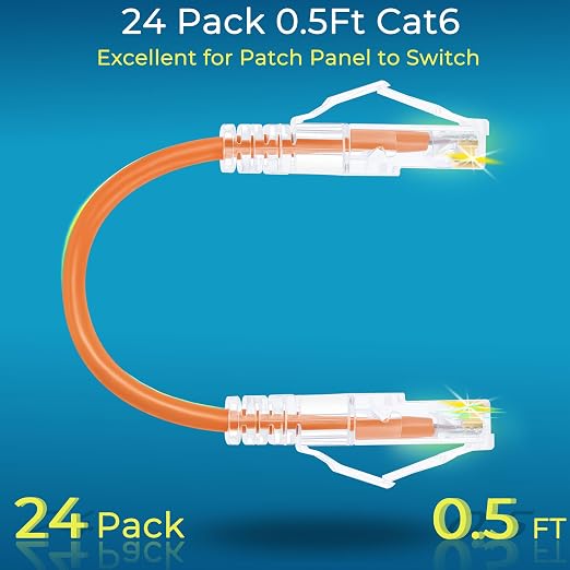 Rapink Patch Cables Cat6/ Cat6a 0.5ft Slim, Cat6a Ethernet Patch Cable 10G - Image 2