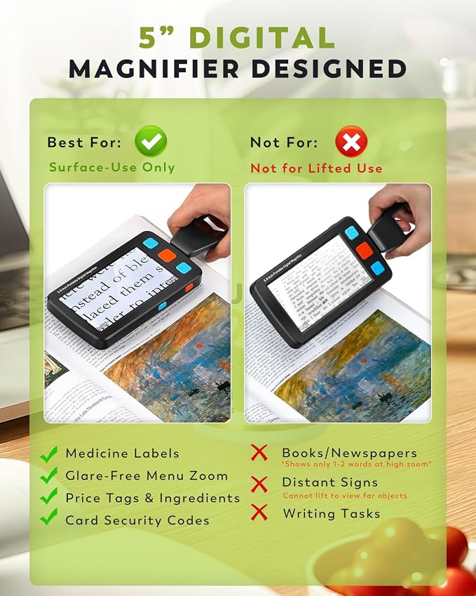5.0 Inch Portable Digital Magnifier, 4X-32X Zoom Electronic Reading Aid - Image 2