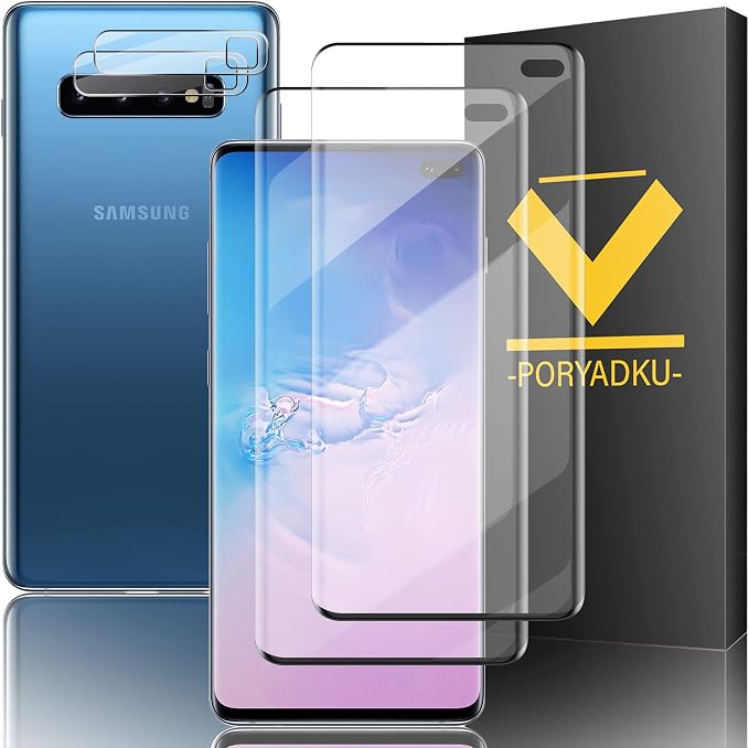 V-PORYADKU 2 Pack for Samsung Galaxy S10 Plus Screen Protector + 2 Pack Camera by PORYADKU