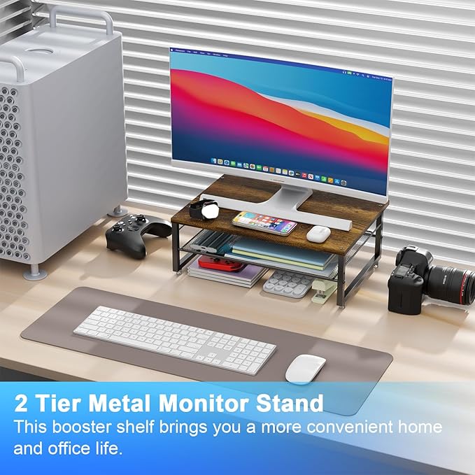 gianotter 2-Tier Metal Monitor Stand Riser, Desk Organizer - Image 2