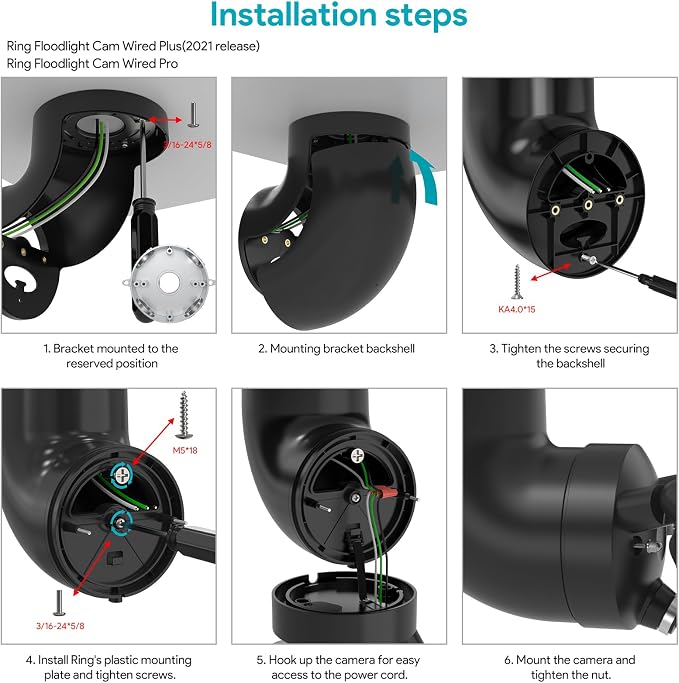 EDUP Eave Mount for Ring Floodlight Cam Wired Pro & Ring Floodlight Cam Wired - Image 3