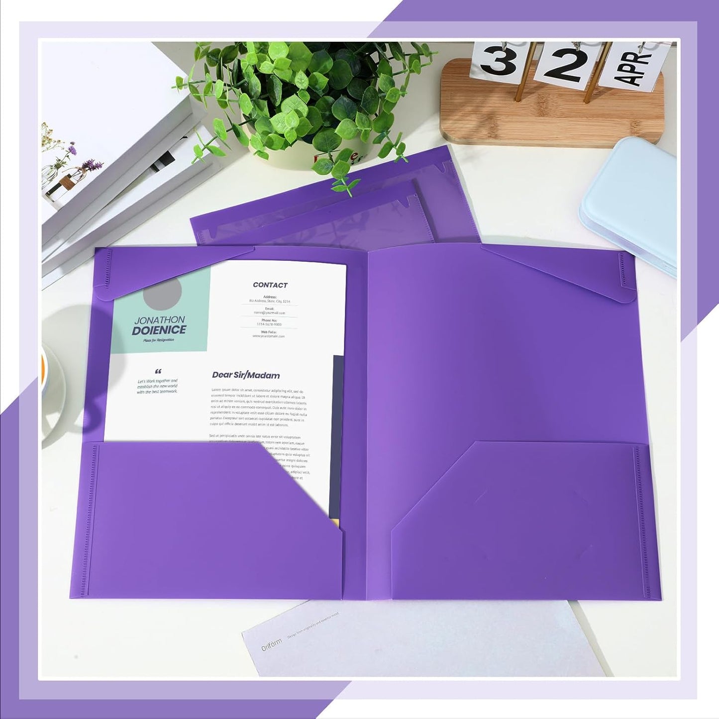 Henoyso 150 Pcs Plastic Folders with Clear Front Pockets Bulk Heavy Duty File Folders with 2 Pockets and Card Slot for Student Teacher Back to School Supplies Office Presentation (Purple)