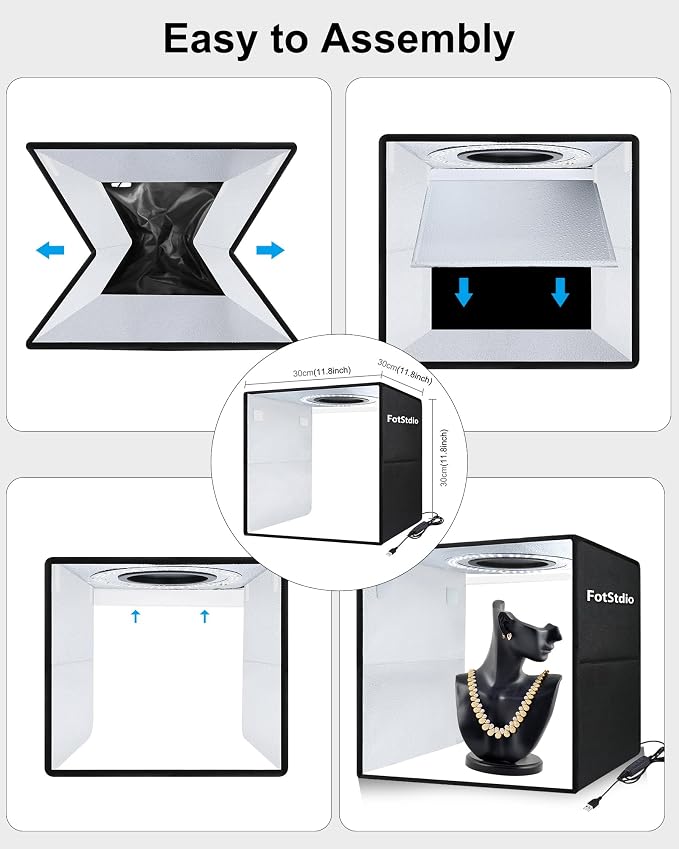 Light Box & Photo Box Photography Portable 12"x12" Studio Kit - Image 6