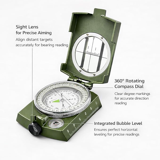 Military Lensatic Compass, Hiking Compass - Image 2