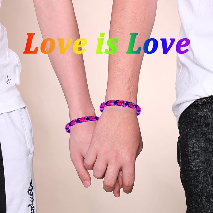 Nanafast Titanium Stainless Steel Rainbow LGBT Pride Bracelet Handmade Braided - Image 7