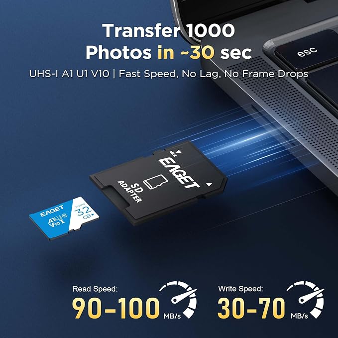 EAGET 5-Pack 32GB TF Memory Card Up to 100MB/s Read 30MB/s Write - Image 3