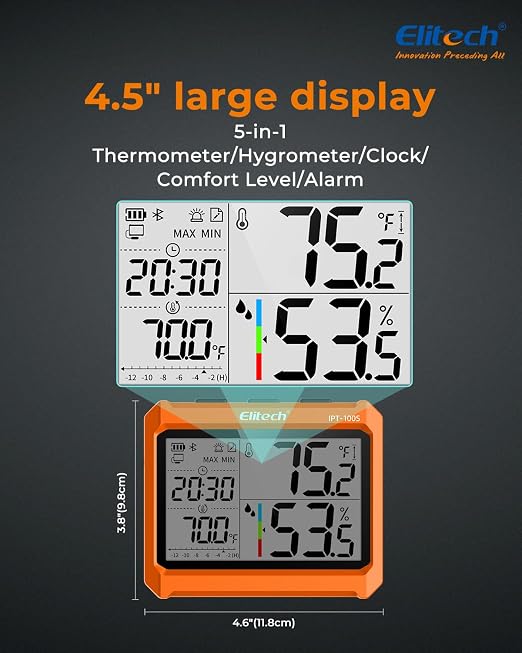 Elitech Digital Bluetooth Hygrometer Thermometer, Refrigerator Thermometer - Image 8