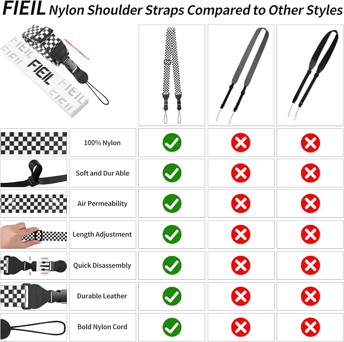 FIEIL Nylon iPad Strap, Adjustable Camera Neck Strap, Comfortable Shoulder Strap - Image 5
