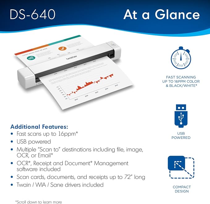 Brother DS-640 Compact Mobile Document Scanner - Image 8