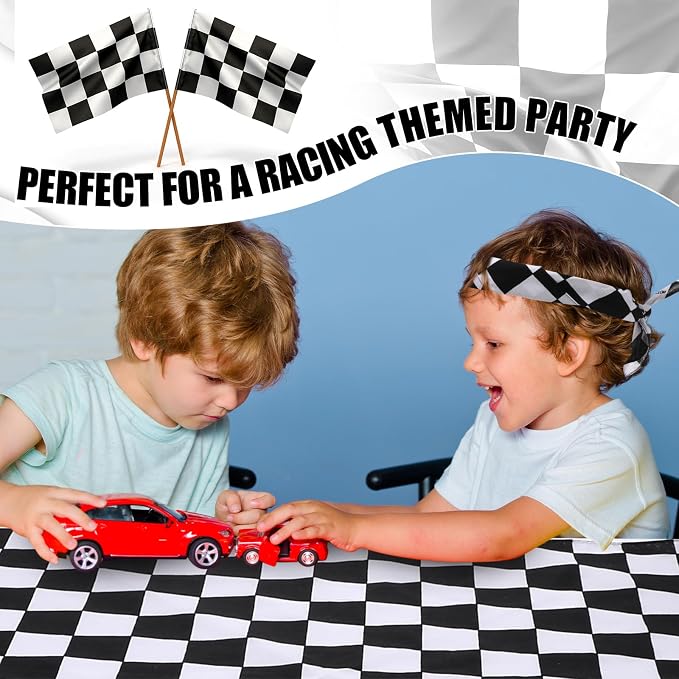 Panitay 24 Pcs Checkered Flag Bandanas Cotton Bandanna Black and White - Image 3