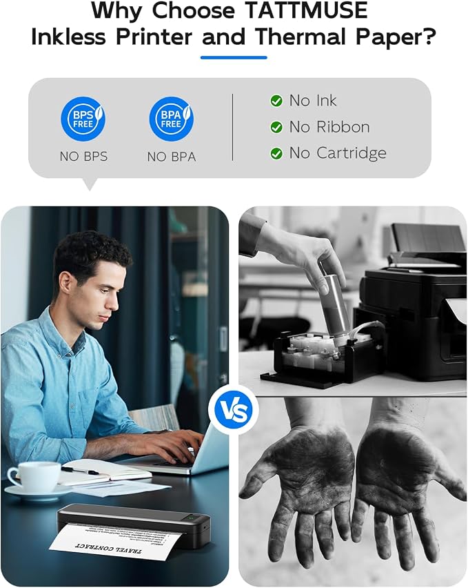 Portable Printers Wireless for Travel, A285M Bluetooth Inkless Thermal Printer - Image 4