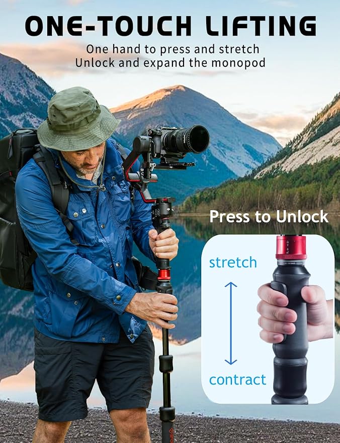 IFOOTAGE Monopod Cobra 3 Strike A150S, 1/4'' & 3/8'' Quick Release Compatible - Image 2