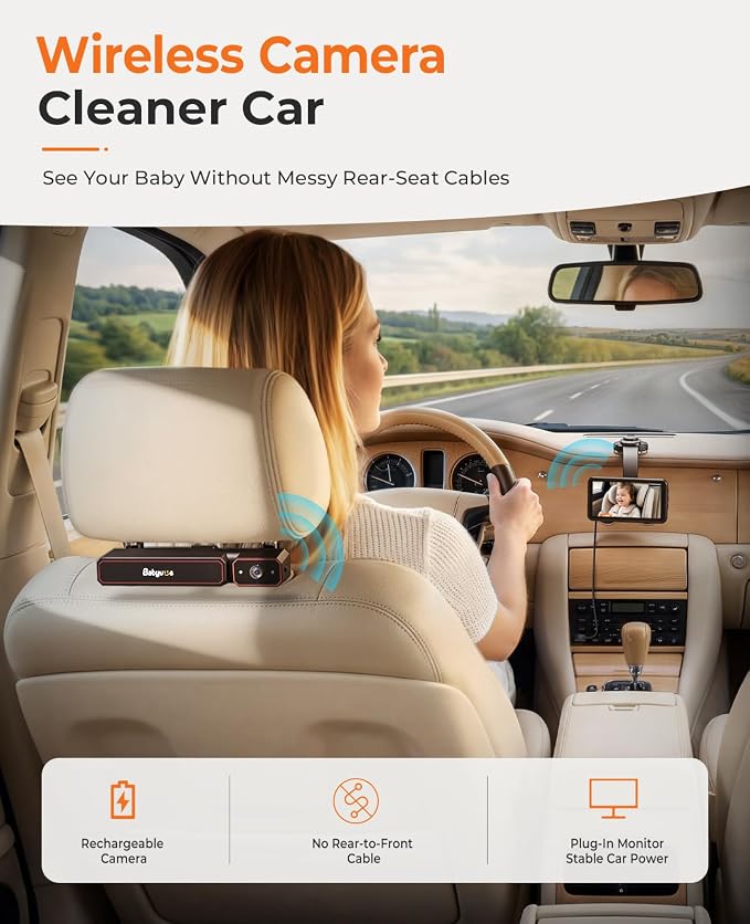 Wireless Baby Car Camera, Babyvue BV6 1080P HD Baby Car Monitor - Image 2