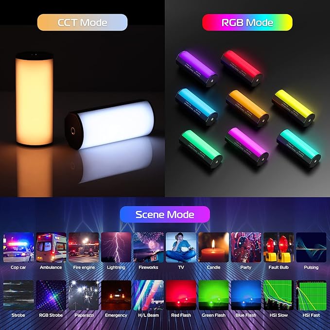 ULANZI 2 Pack Handheld Light Wand, 360° RGB LED Video Light - Image 2