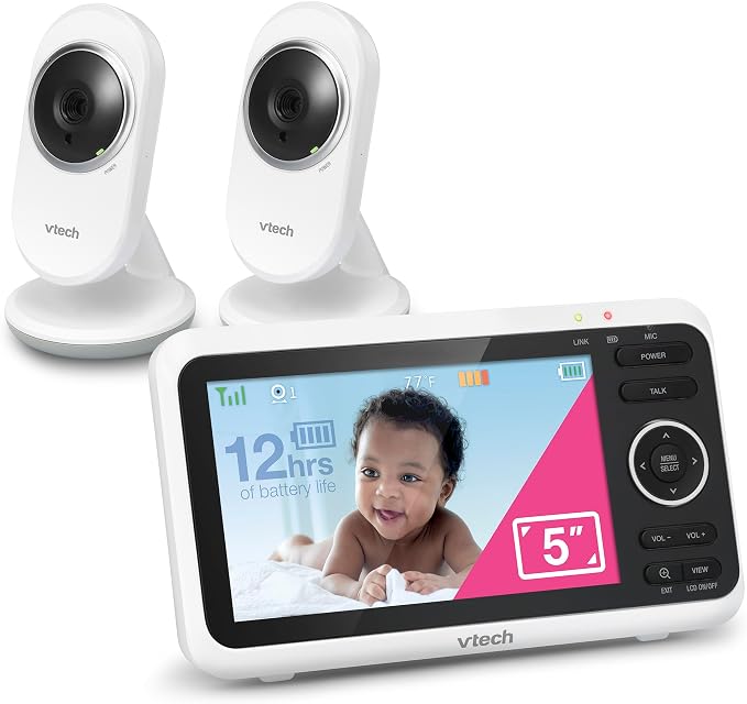 VTech Baby Monitor with 2 Cameras No WiFi & 5" Screen – Split-Screen, Patrol by VTechBabyMonitors