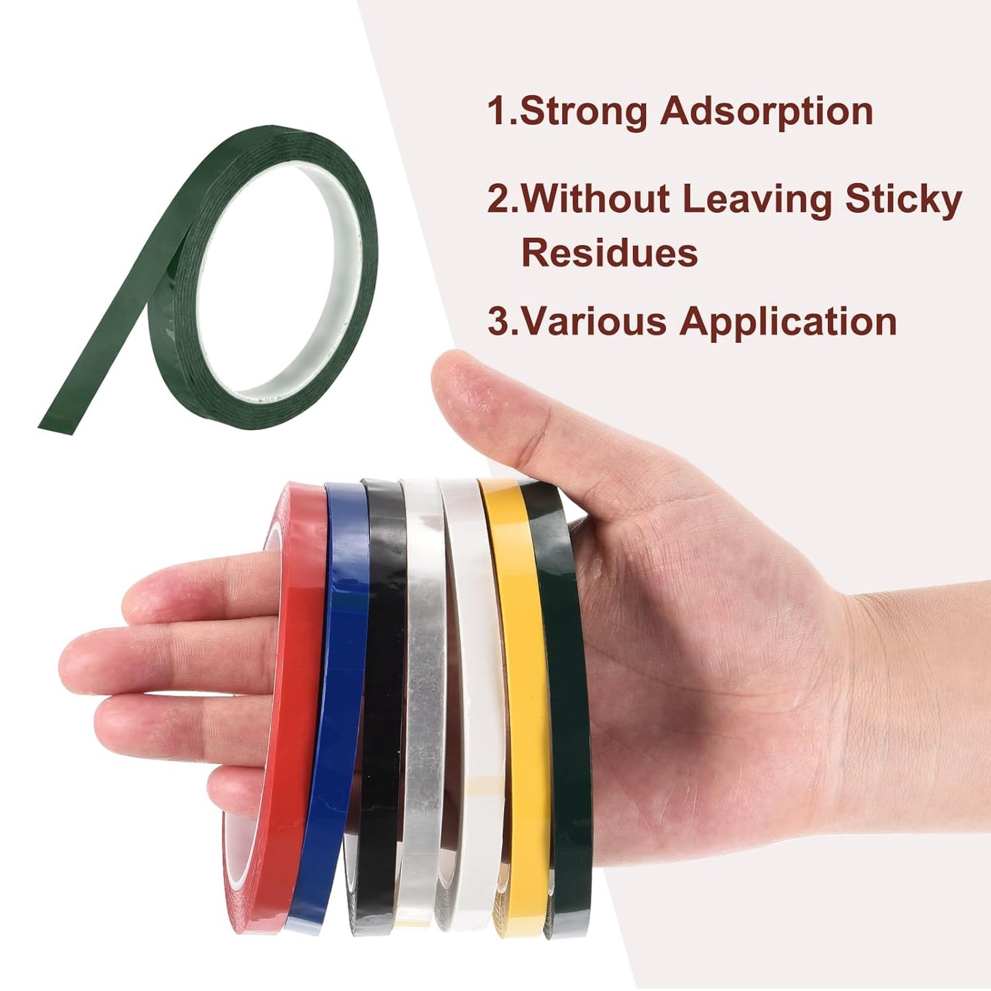 MECCANIXITY 10 Rolls Whiteboard Tape Graphic Chart Tape 12mm 54.7 Yard Art Tape Thin Self-Adhesive Pinstripe Tape Masking Tape for Gift Wrapping Craft Supplies, Green