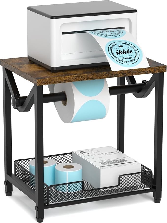 ikkle Label Holder for Rolls and Fanfold Labels, Wooden Thermal Label Holder by iKKLEHome