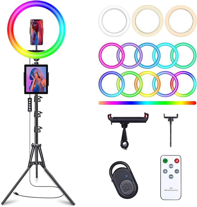 10" Selfie Ring Light with 73" Tripod Stand & 1 Phone Holder, LED Camera by Herrfilk