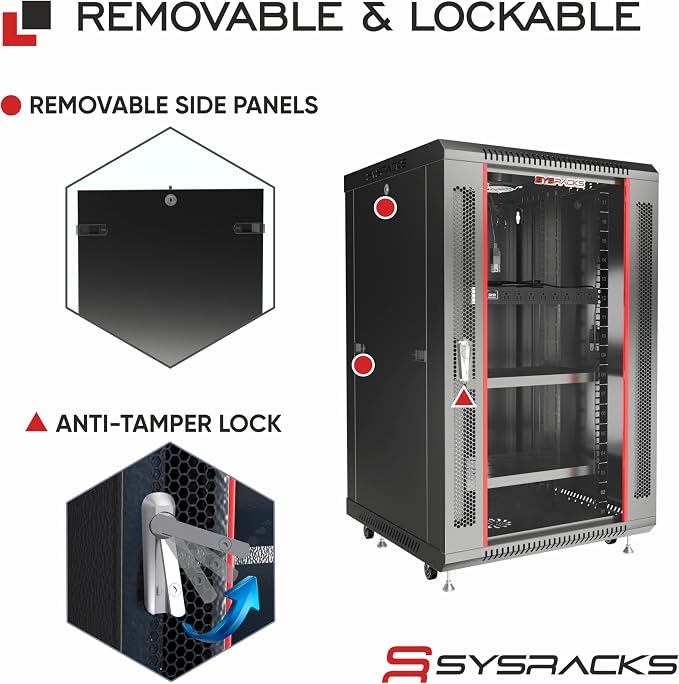 15U Wall Mount Server Rack Cabinet 24” Deep, 19” Network & AV Enclosure - Image 5