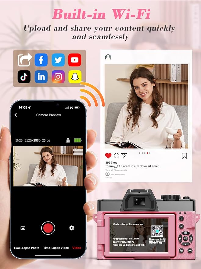 True 5K Digital Camera for Photography, Autofocus & Anti-Shake, 16X Zoom - Image 9