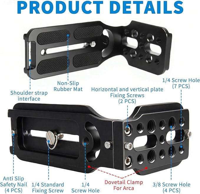 DSLR Camera L Bracket with 1/4" & 3/8" Screw Hole, Vertical Horizontal - Image 4