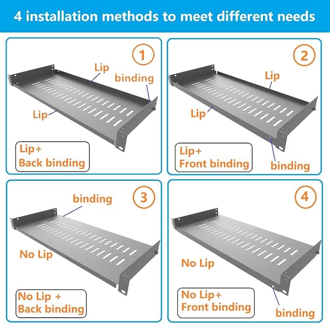 2 Pack of 1U Disassembled Vented Cantilever Server Rack Mount Shelf 8" Deep - Image 4