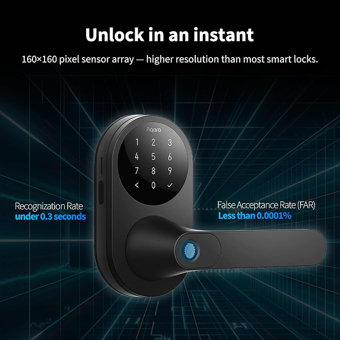 Aqara Smart Lock U300 Upgraded Version, Fingerprint Keyless Entry Door Lock - Image 3