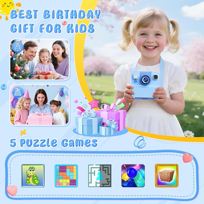 Kids Camera Instant Print with Flip Lens, 1080P HD Video Inkless Toddler - Image 7