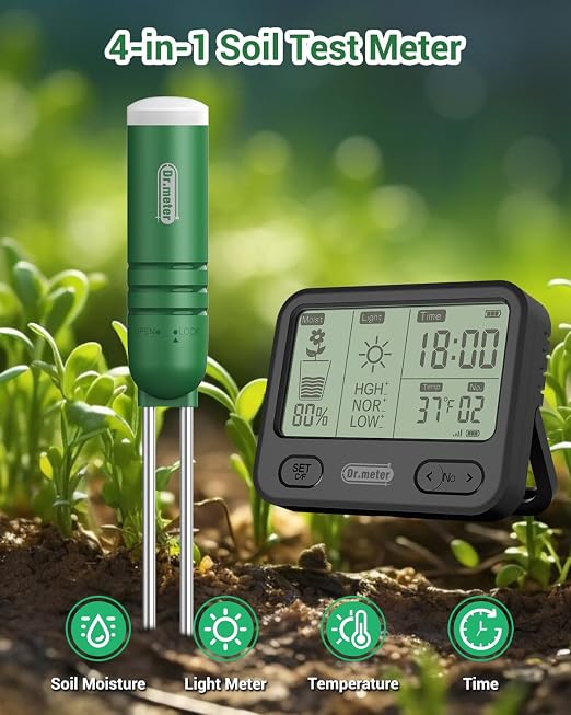 Dr.meter 4-in-1 Soil Moisture Meter, 300ft Wireless Soil Tester Sensor - Image 2