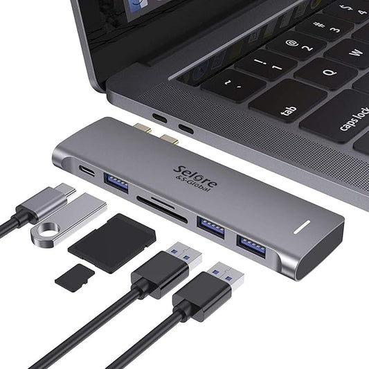 USB C Adapter for MacBook Pro/Air M1 M2 M3 2021 2020 2019 13" 15" 16", 6 in 1 by SeloreS-Global