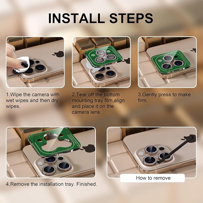 Misea Compatible for iPhone 16 Pro/iPhone 16 Pro Max Camera Lens Protector Bling - Image 7
