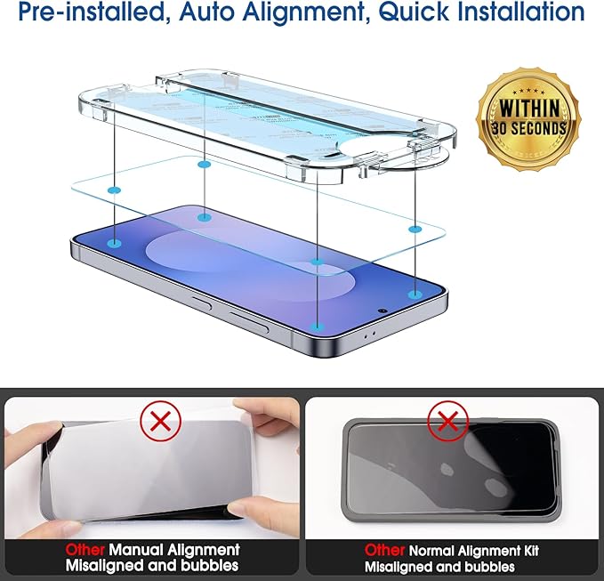 amFilm Auto-Alignment OneTouch for Samsung Galaxy S25 FE 6.7'' Screen Protector - Image 3