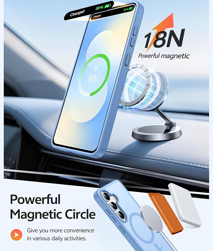 FNTCASE for Samsung Galaxy S25 FE Case: Magnetic Translucent Matte Military - Image 3