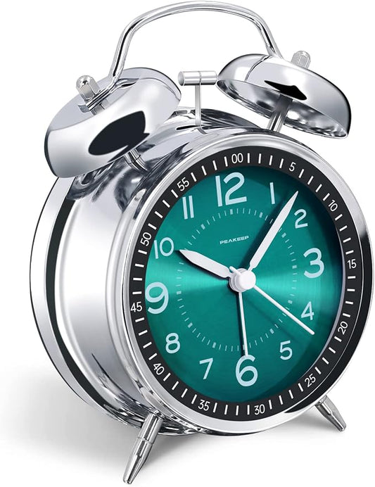 Peakeep Loud Alarm Clock for Heavy Sleepers Adults, Metal 4.5" Twin Bell by PEAKEEP