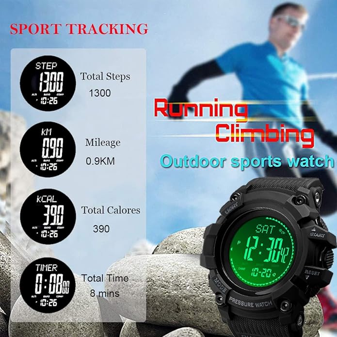 Watch Compass, Altimeter Barometer Thermometer Temperature, Military Army - Image 5