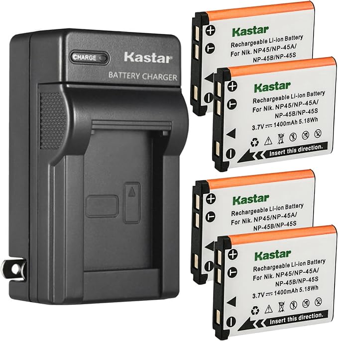 Kastar 4-Pack Battery and AC Wall Charger Replacement by Kastar