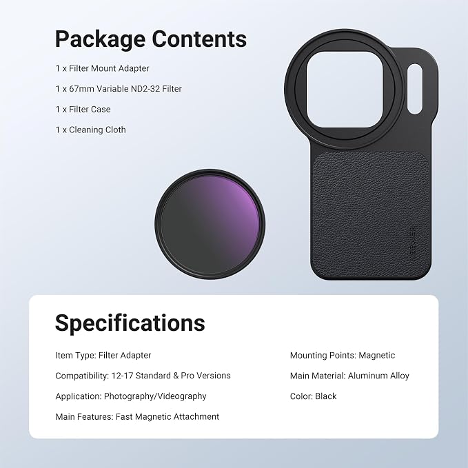NEEWER 6.3" Magnetic Phone Lens Filter Mount Adapter Backplate Accessories - Image 9