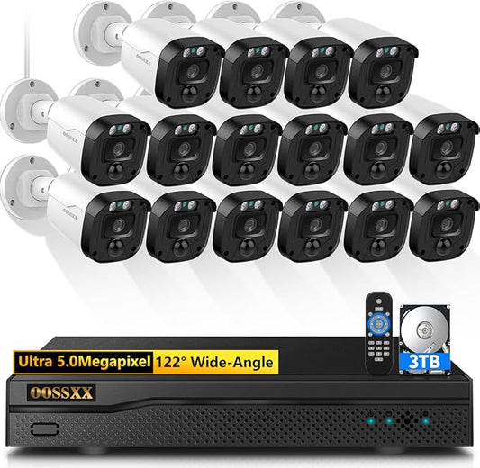 5MP Wired Security Camera System Outdoor, 16CH DVR by OOSSXX
