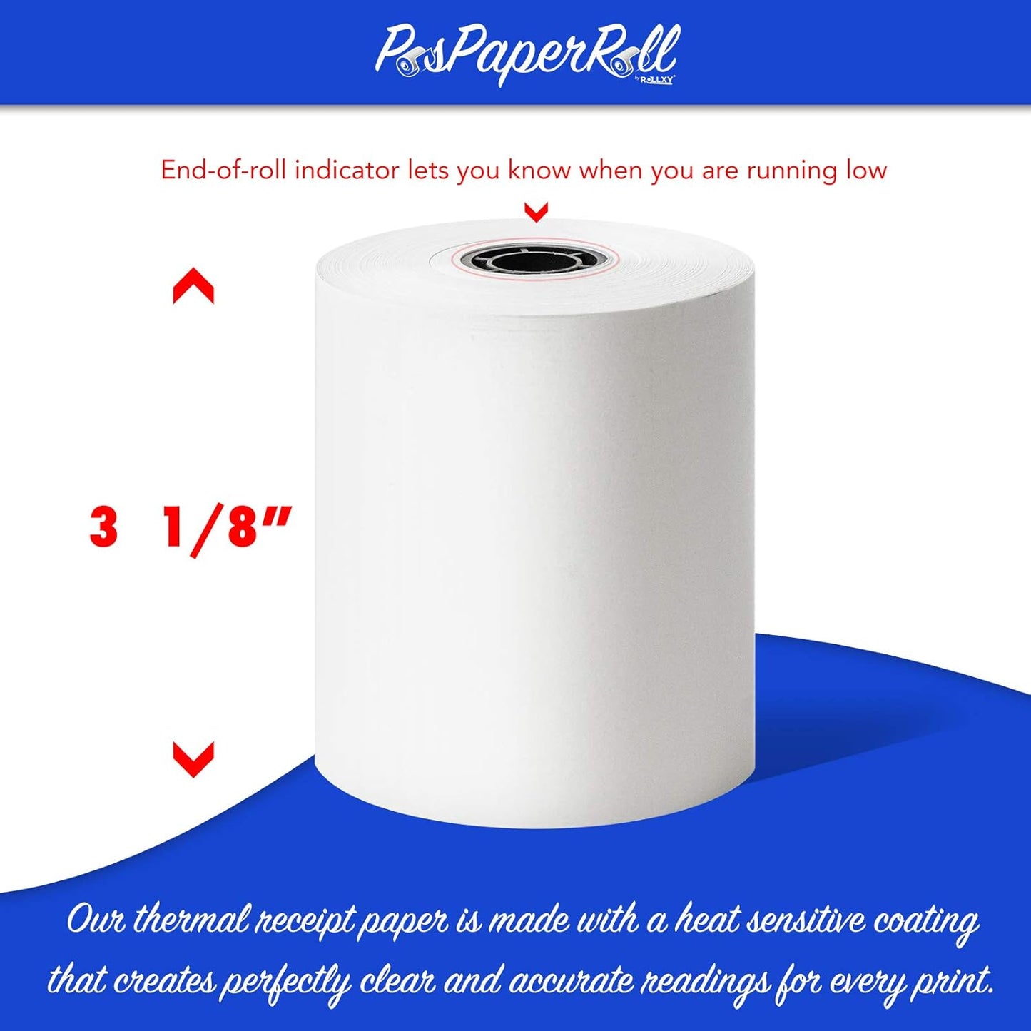 3 1/8 x 230 Thermal Paper Receipt Rolls (50 GSM - Solid Core) Fits All POS Cash Registers Printers, Clover Square Stations, Star Micronics SCP700, TSP100 BPA Free - Premium Grade (2700 Rolls)