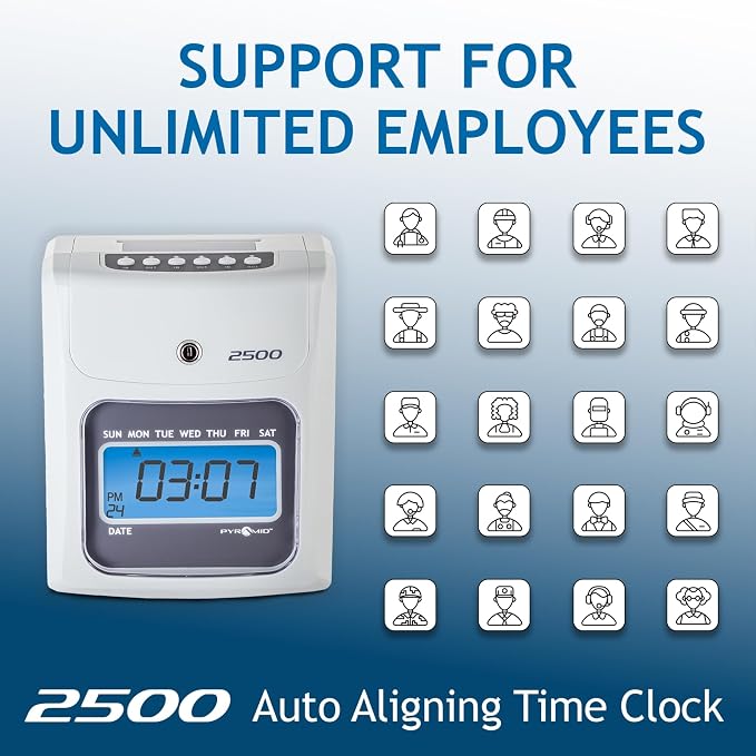 Pyramid Time Systems Small Business 2500 Time Clock Bundle, Unlimited Employees - Image 7