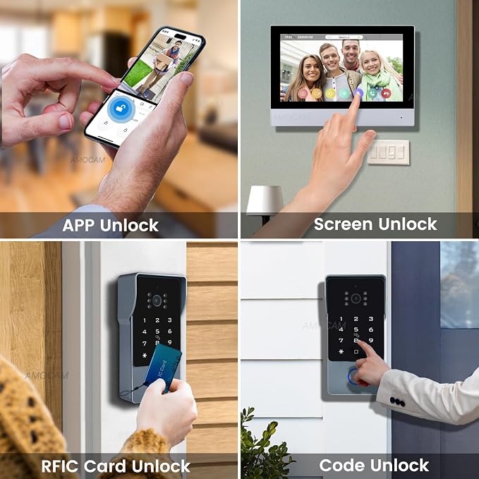 2-Wires Video Intercom System, 7 Inch 1080P WiFi Touch ScreenVideo Doorbell - Image 5
