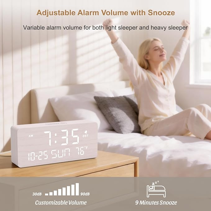 DreamSky Wooden Digital Alarm Clocks - Image 3
